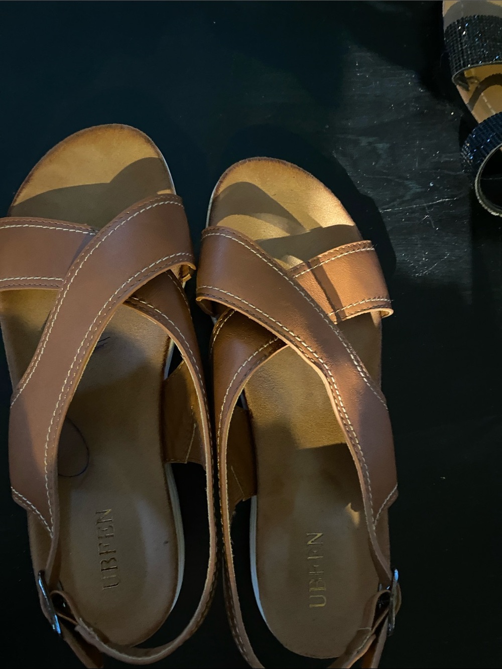 URBAN Brown Leather Crisscross Women’s Sandals